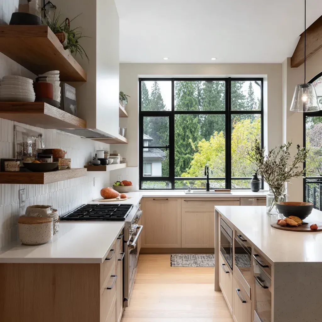 Full kitchen renovation Vancouver BC including shaker cabinet installation, quartz surfaces, and tile flooring replacement.
Contemporary Vancouver kitchen remodeling project with granite countertops, recessed lighting system, and design-build renovation expertise.
Residential kitchen renovation Vancouver featuring quartz slab countertops, custom cabinetry storage solutions, and hardwood flooring installation.
High-quality Vancouver kitchen remodeling showcasing marble waterfall island, tile backsplash upgrade, and full-service renovation craftsmanship.