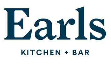The logo for earls kitchen and bar is blue and white.