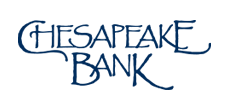 The chesapeake bank logo is blue and white on a white background.