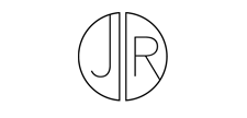 A black and white logo with the letter jr in a circle.