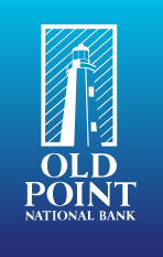 A blue and white logo for old point national bank