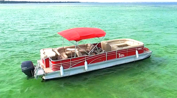 Red 28ft Pontoon Boat in Destin FL from Luther's Rentals