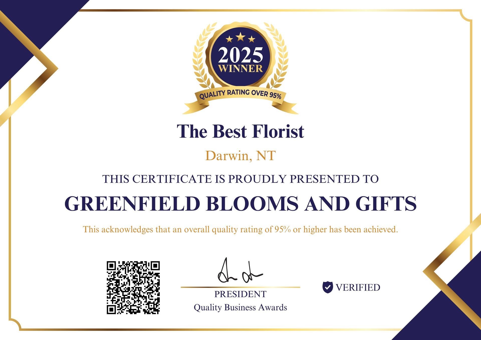 The Best Florist Darwin, NT Award