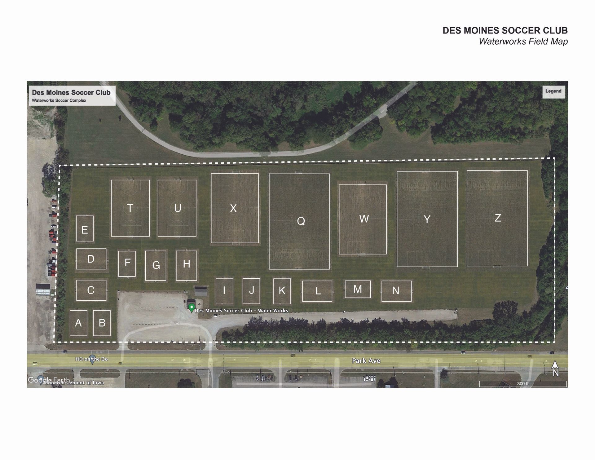 Des Moines Soccer Club Water Works Field Map