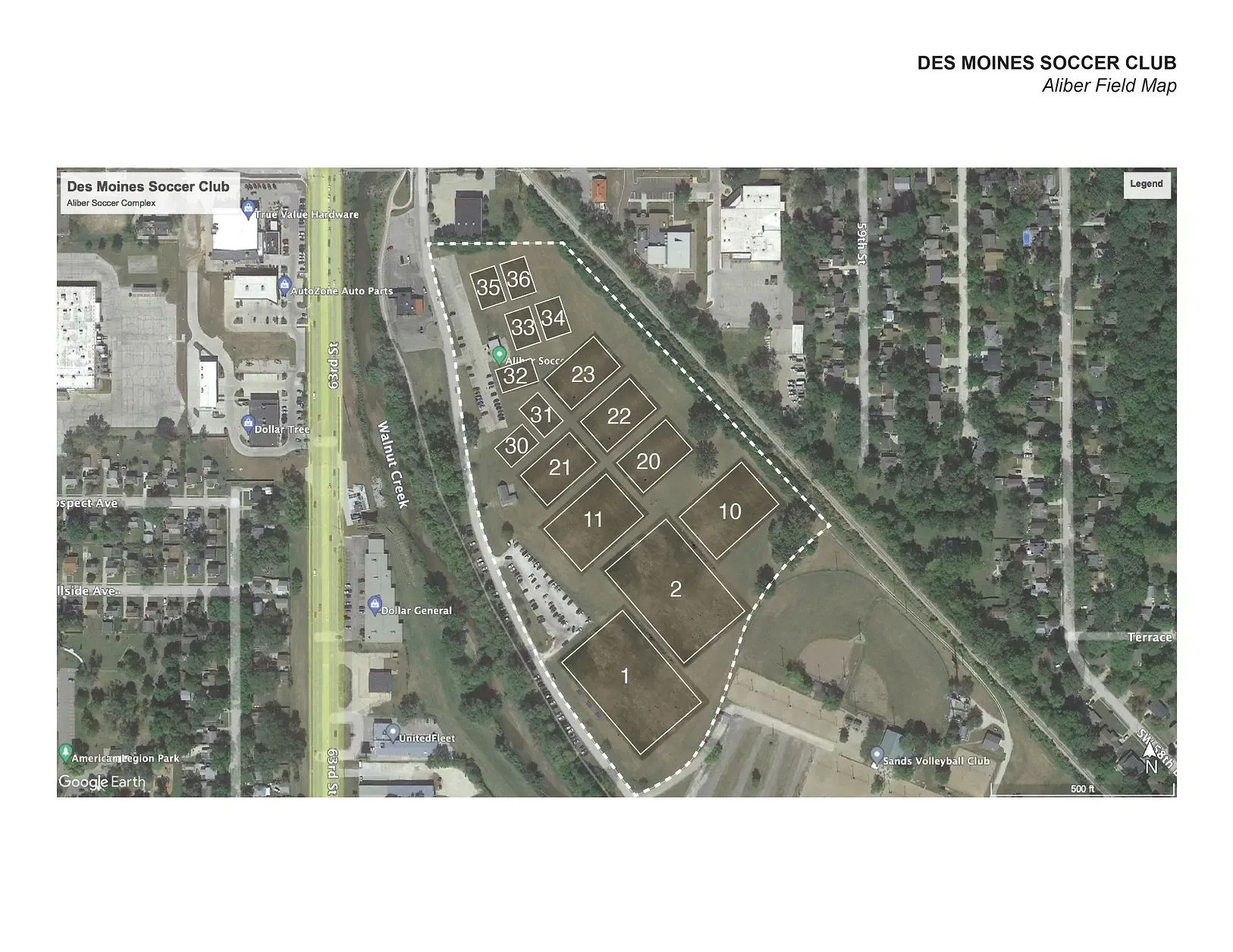 Des Moines Soccer Club Aliber Field Map