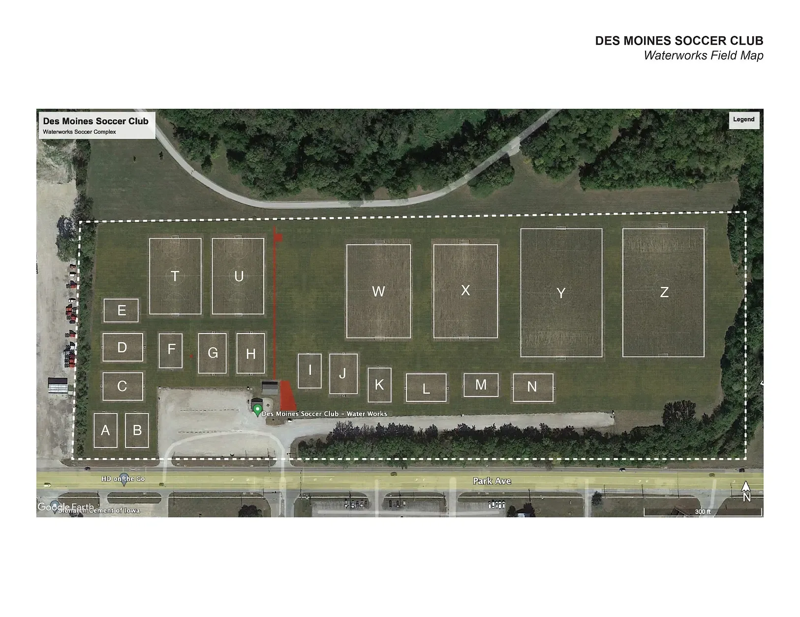 Des Moines Soccer Club Water Works Field Map