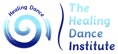 Et logo for det helbredende danseinstitut med en blå spiral