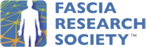 Et logo for fasciaforskningsselskab med et billede af en menneskekrop