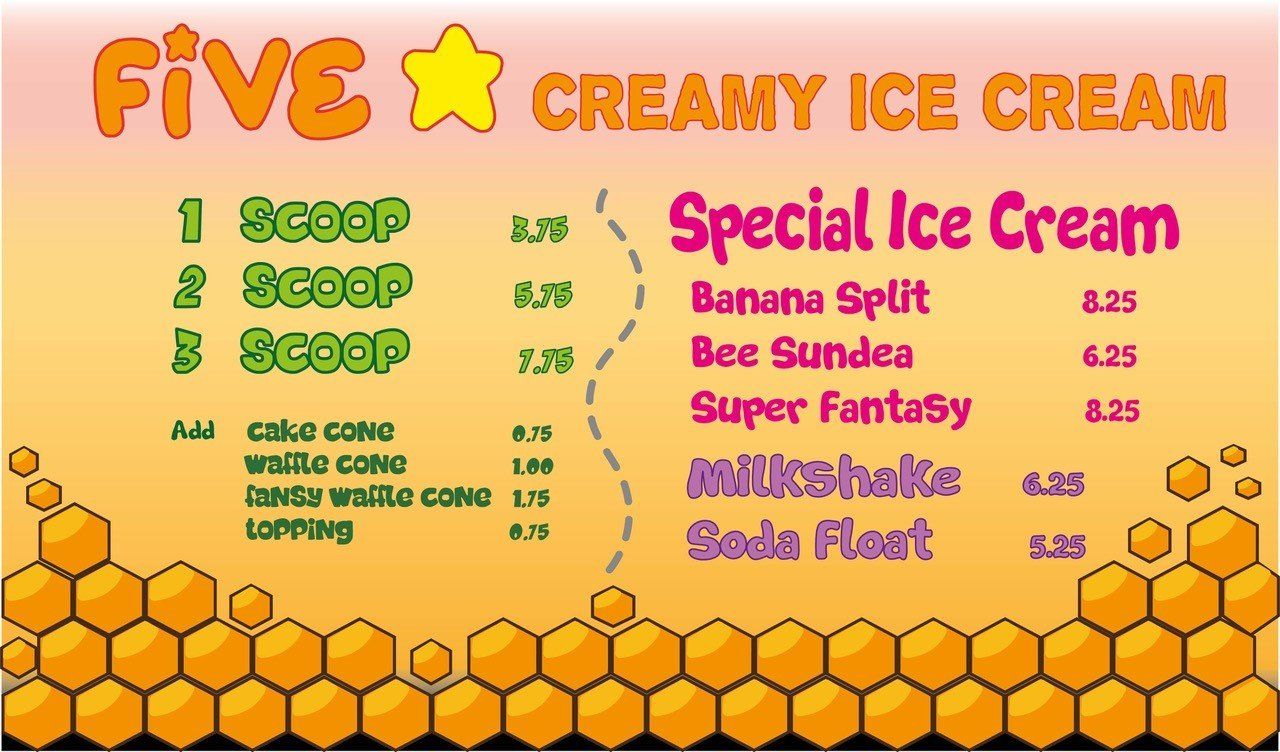 Creamy Ice Cream Flavor Prices - Niceville, FL - Honeybee Ice Cream & Arcade