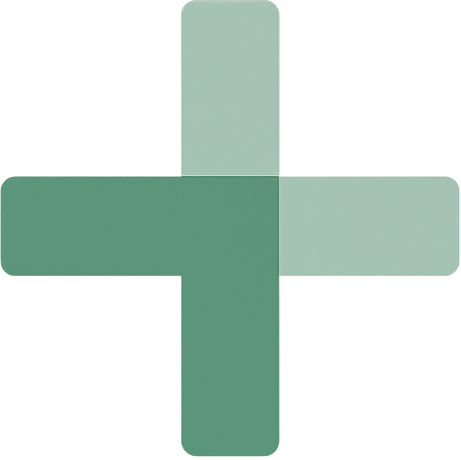 Groen plusteken met afgeronde hoeken.