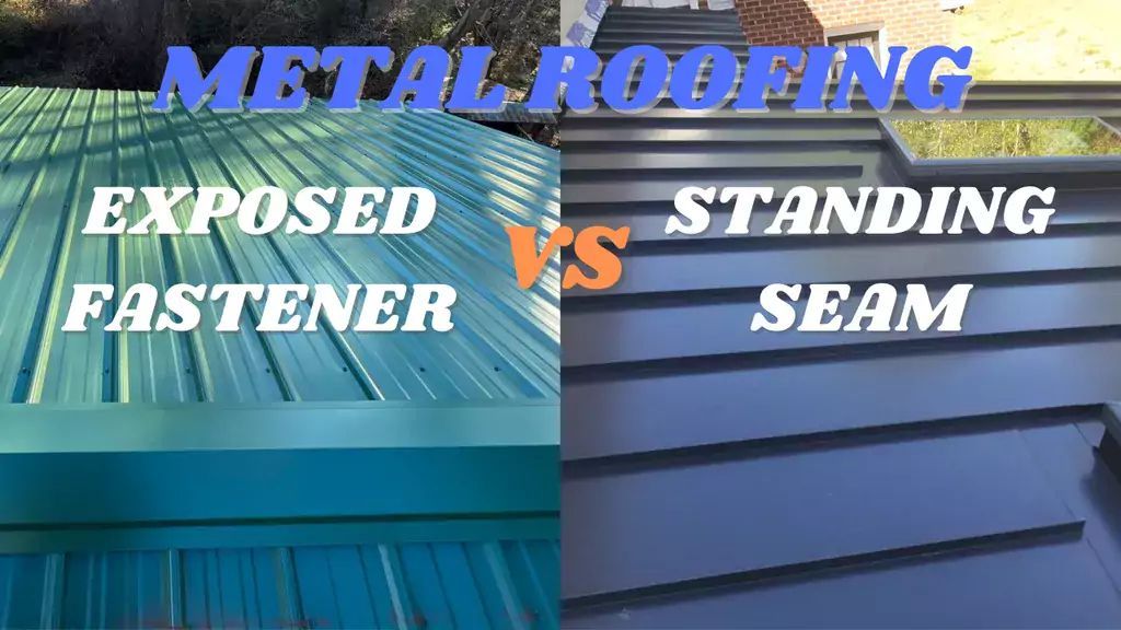 A picture of a metal roof and a picture of a standing seam roof.