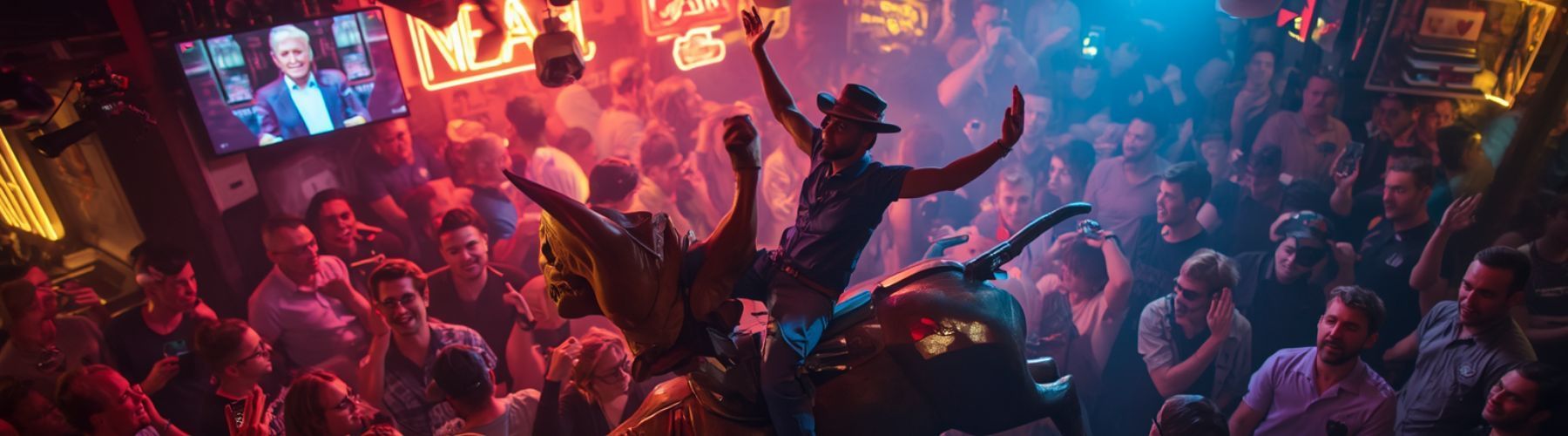 a mechanical bull rider at Landmark Public House