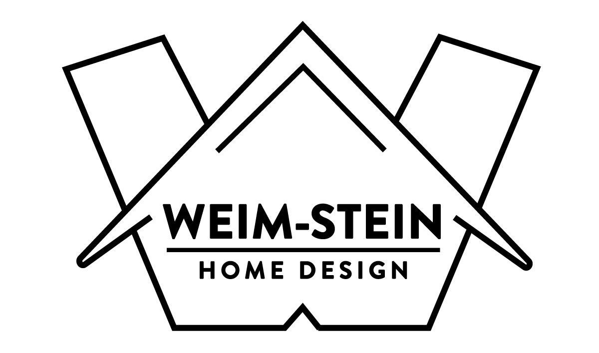 Logo for Weim-Stein Home Design, featuring a stylized "W" incorporating a roof shape, with the company name and tagline below.