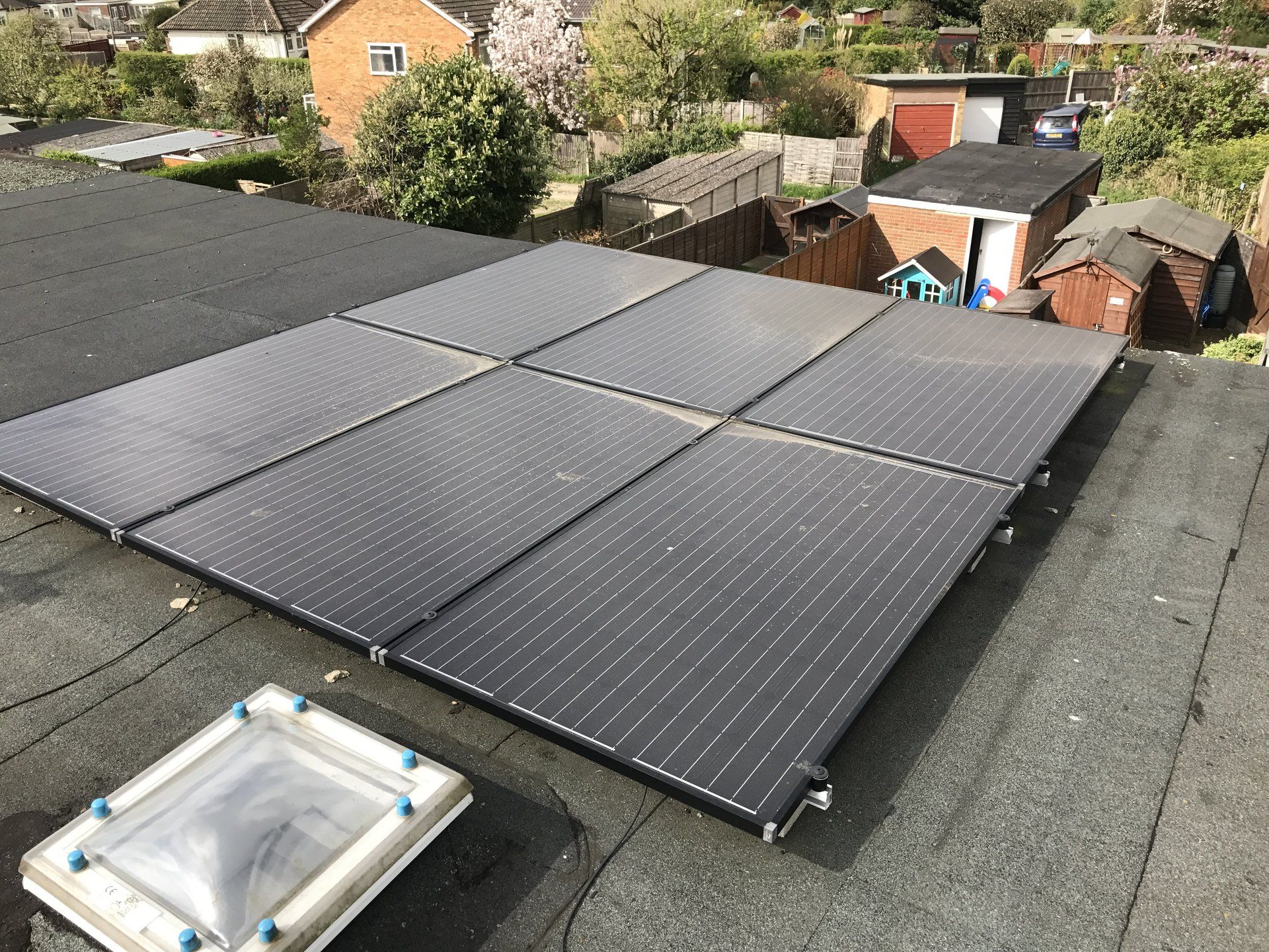 Flat Roof with Solar Panels Installed