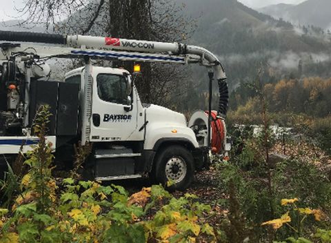 Sewer System Cleaning — Bayside Service Truck On Site in Everson, WA