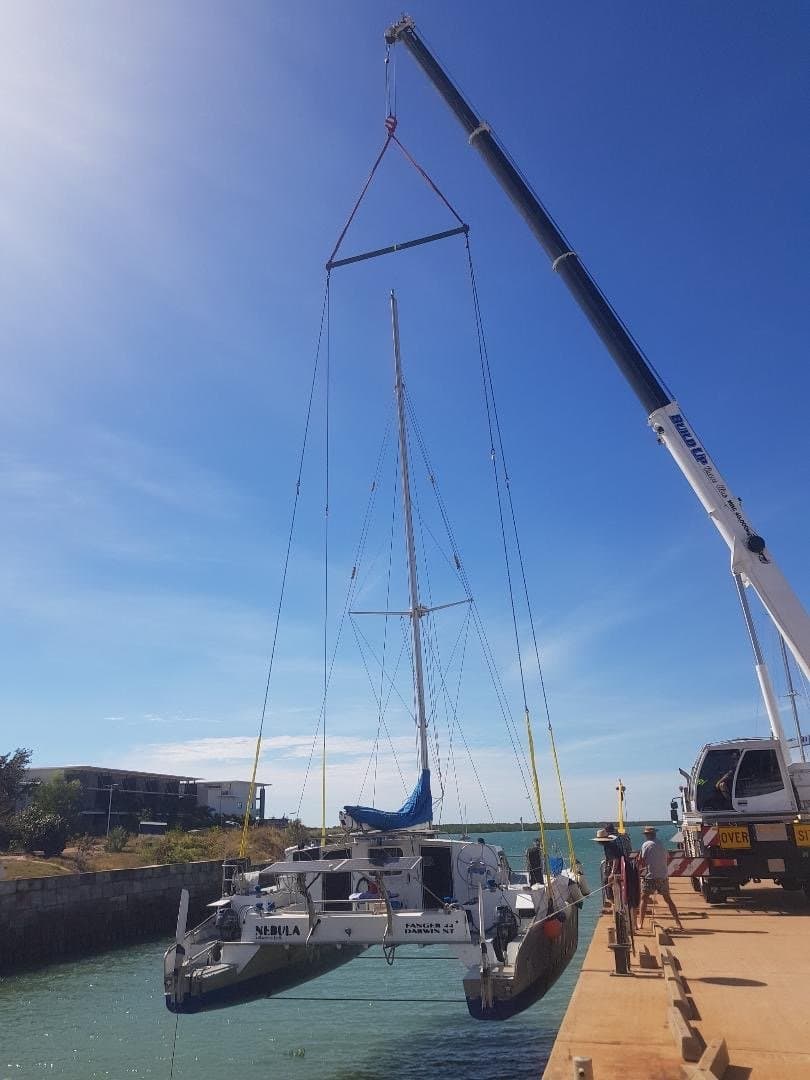 Crane Lifting the Boat — Build Up Crane Hire in Casuarina, NT