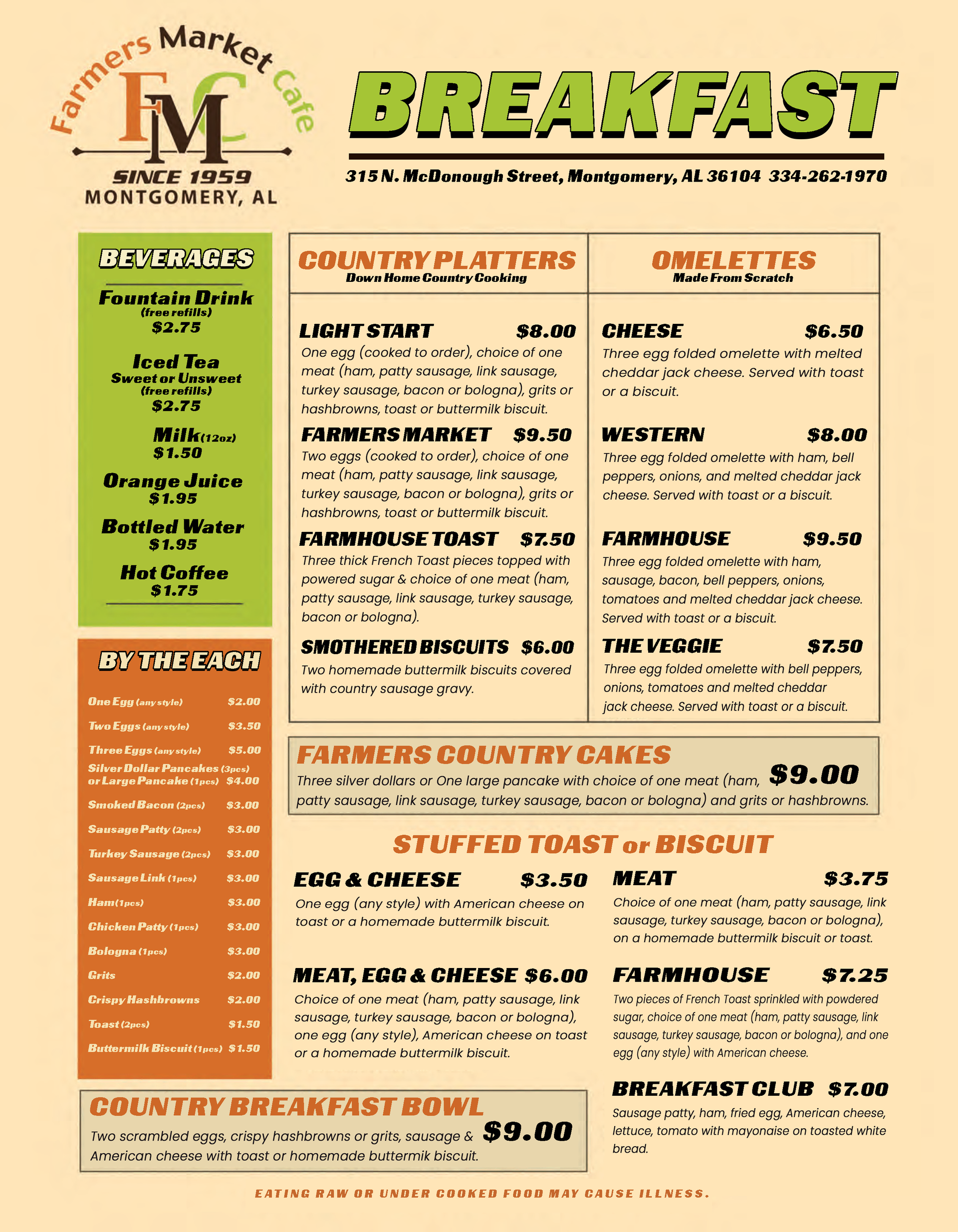 Farmers Market Cafe - Menu