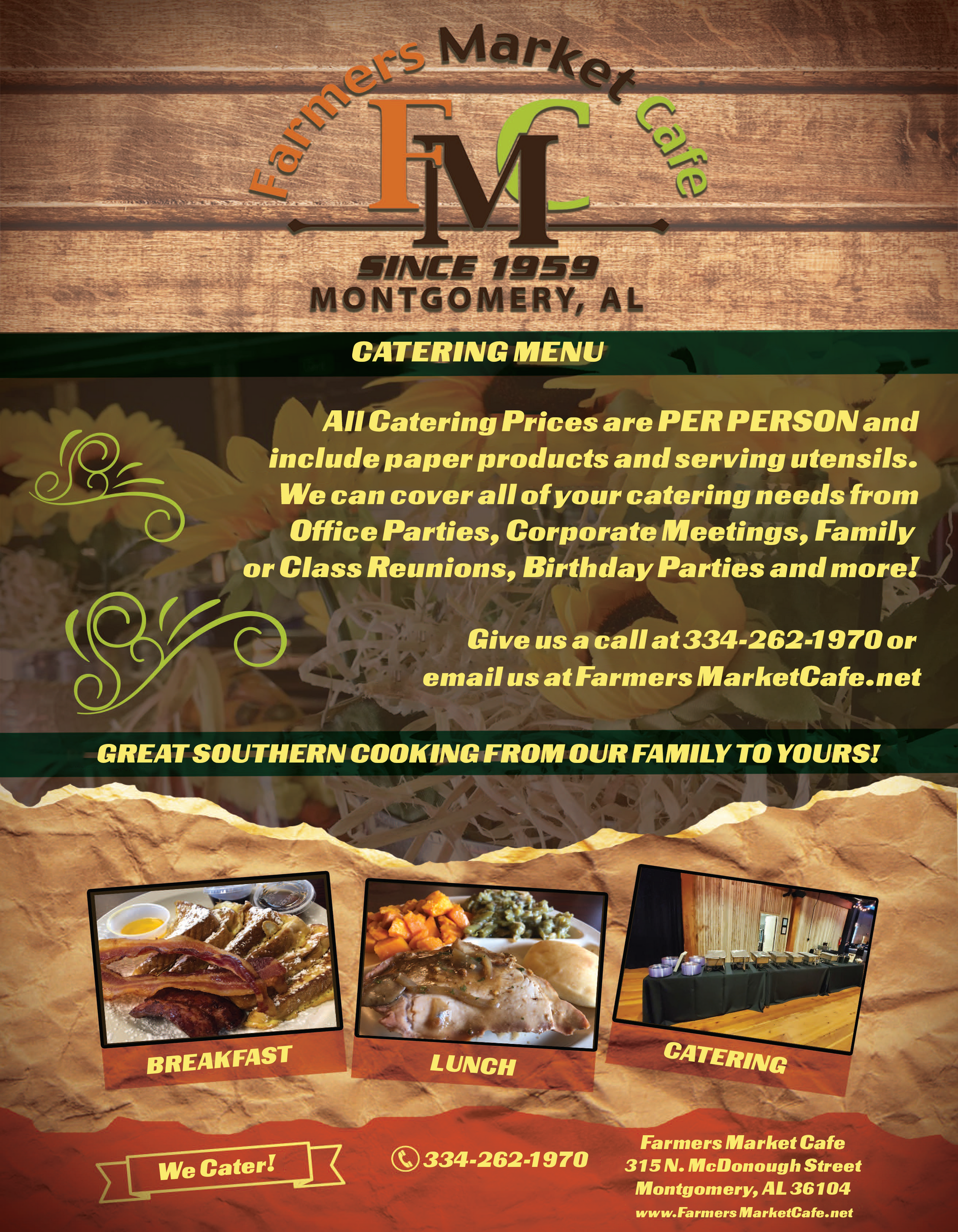 Farmers Market Cafe Catering Menu