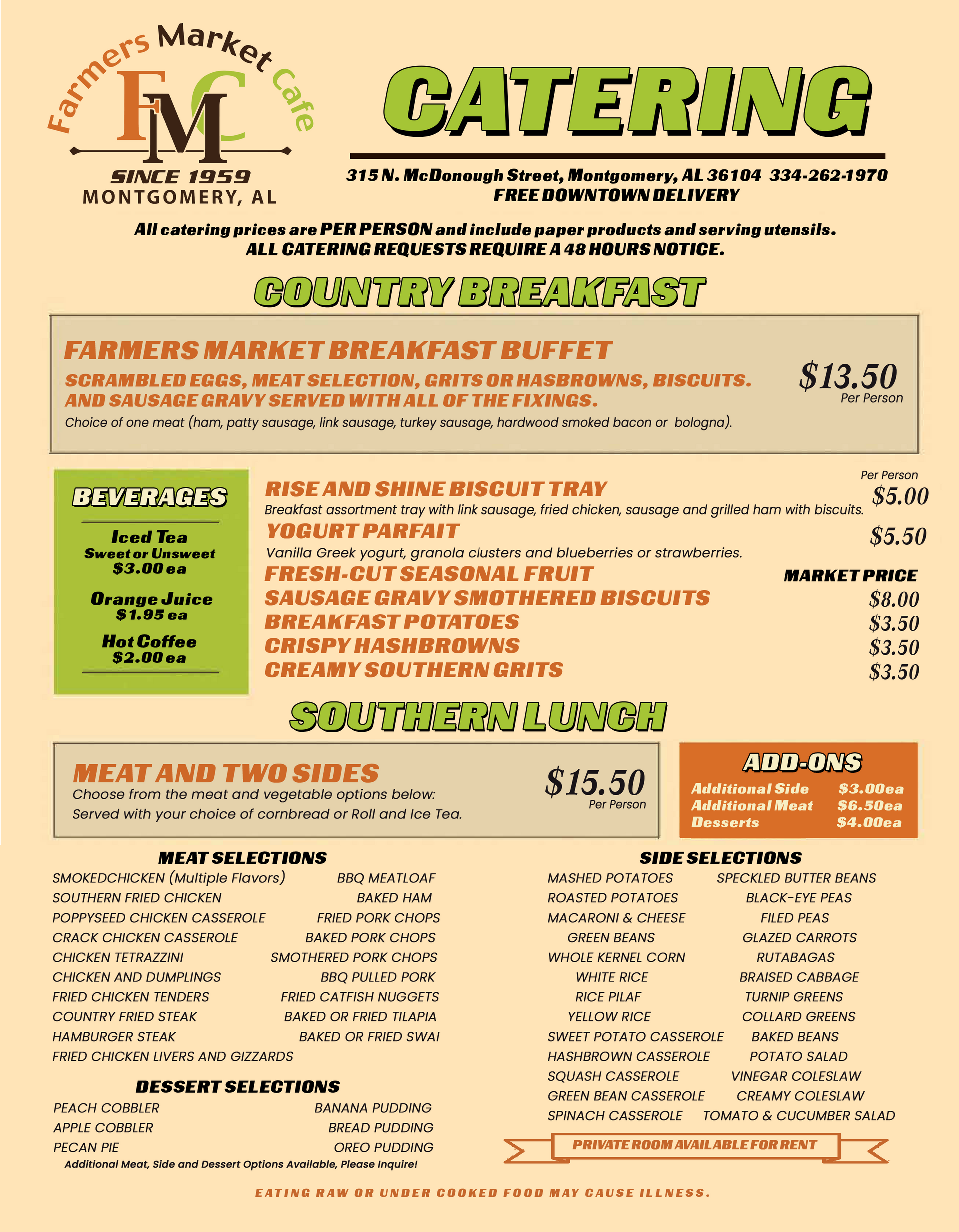 Farmers Market Cafe - Catering Menu