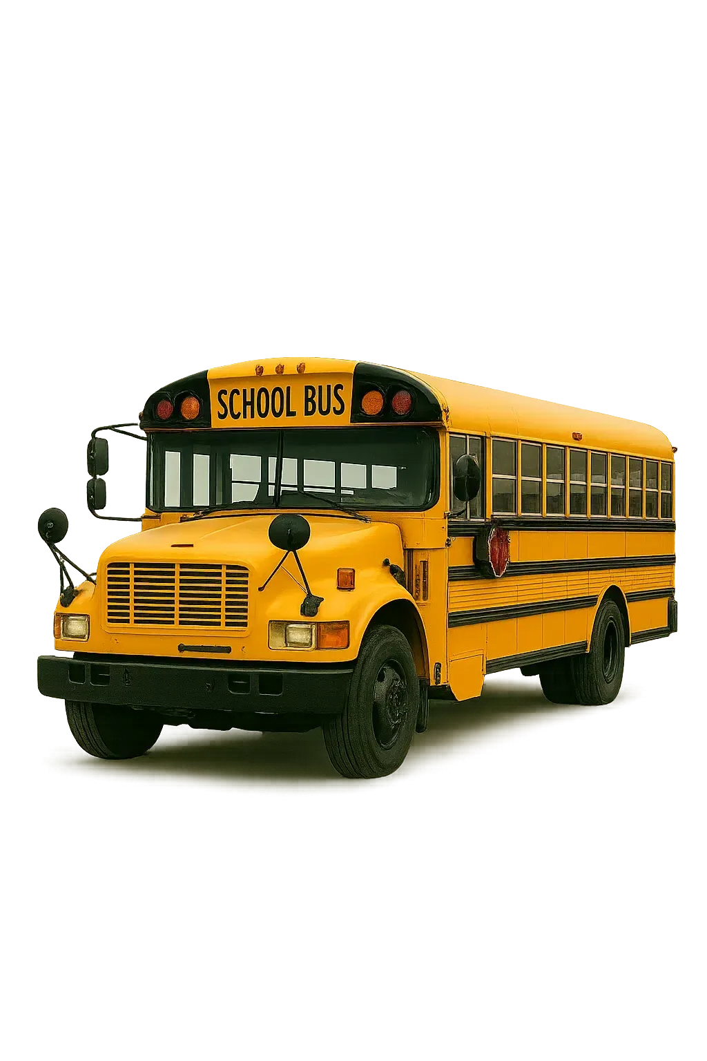 Yellow school bus on a white background.