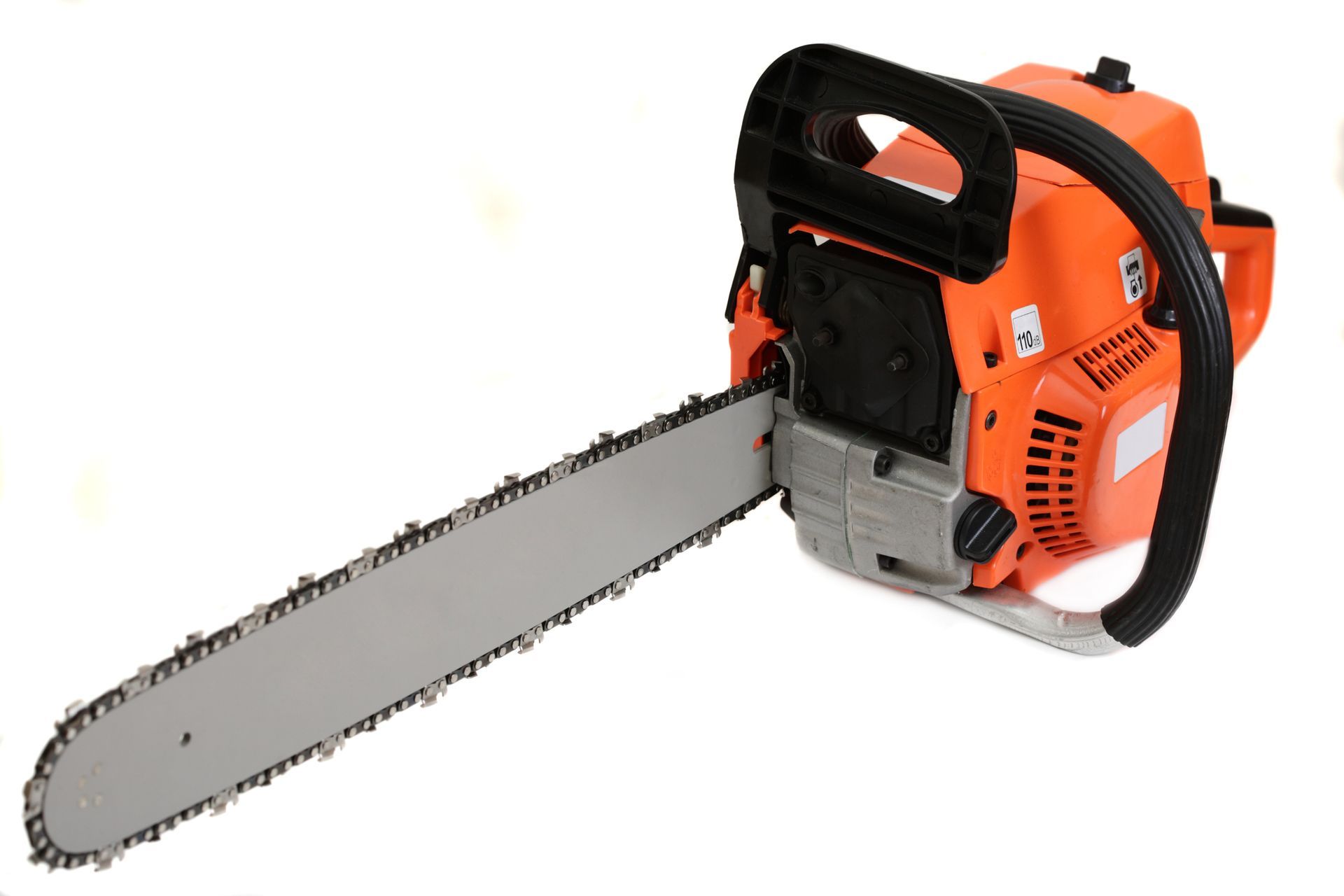 A chainsaw is shown on a white background