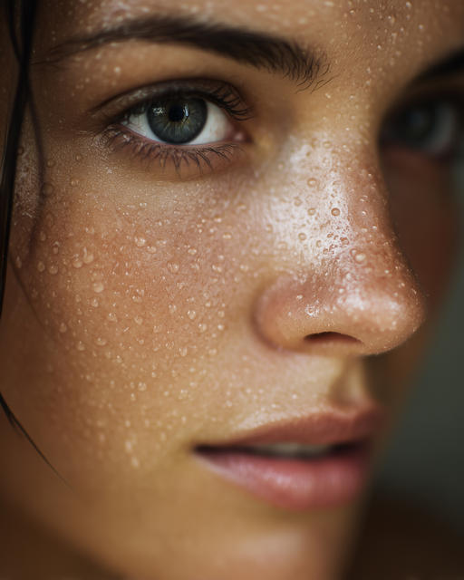 Frau genießt ästhetische Gesichtsbehandlung für mehr Strahlkraft und Hautfrische