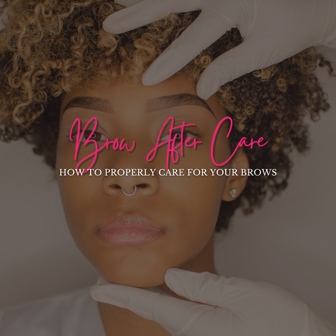 Woman with gloved hands near her face. Pink text reads 