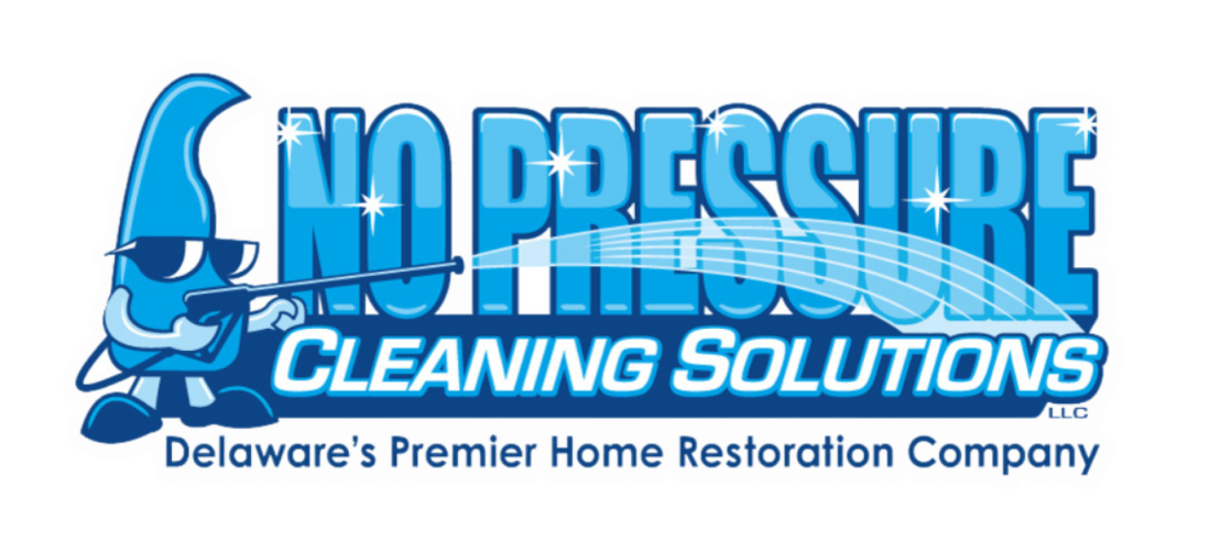 The logo for no pressure cleaning solutions delaware 's premier home restoration company