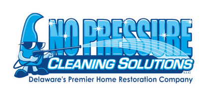 The logo for no pressure cleaning solutions delaware 's premier home restoration company