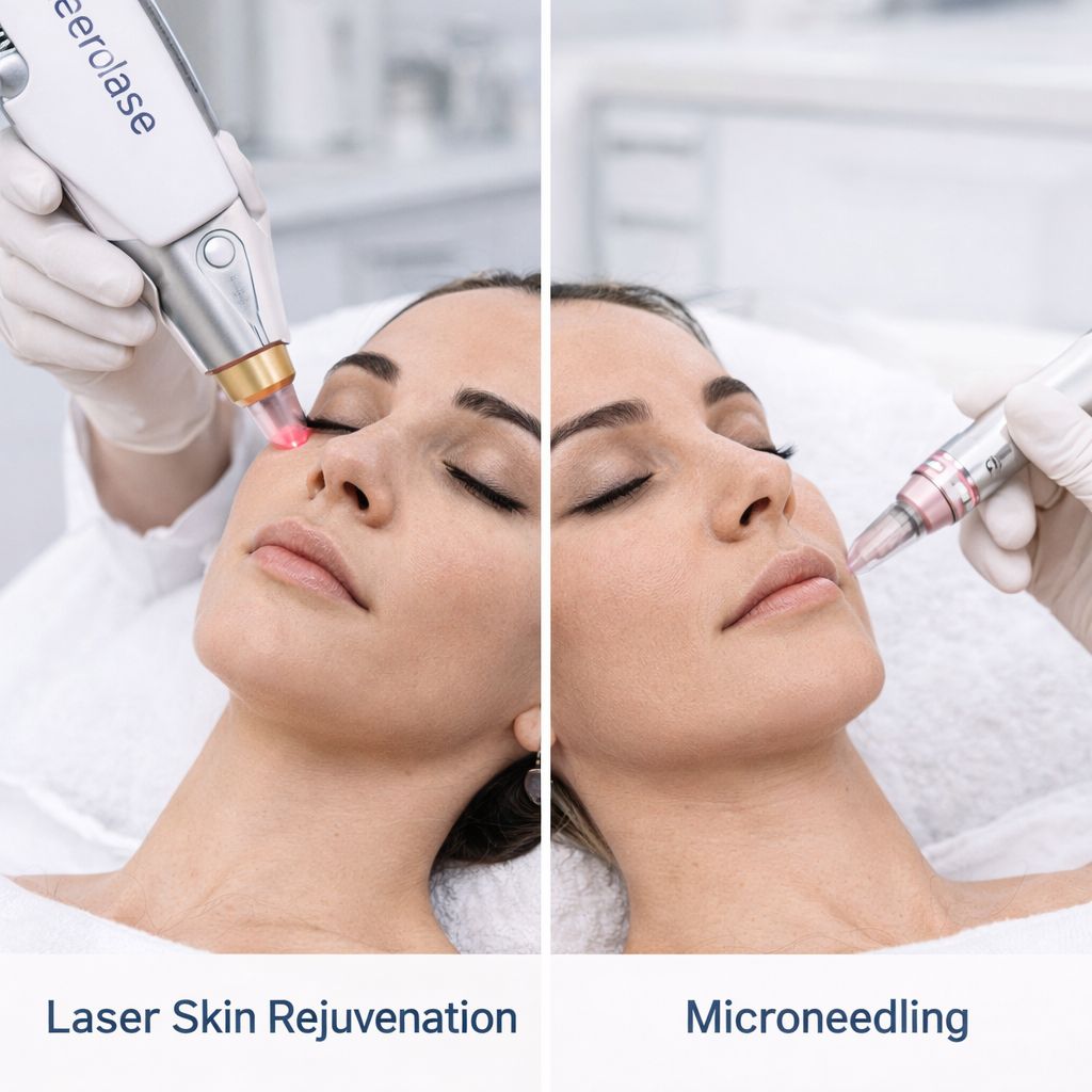 Laser skin rejuvenation vs microneedling treatment comparison in Mississauga aesthetic clinic