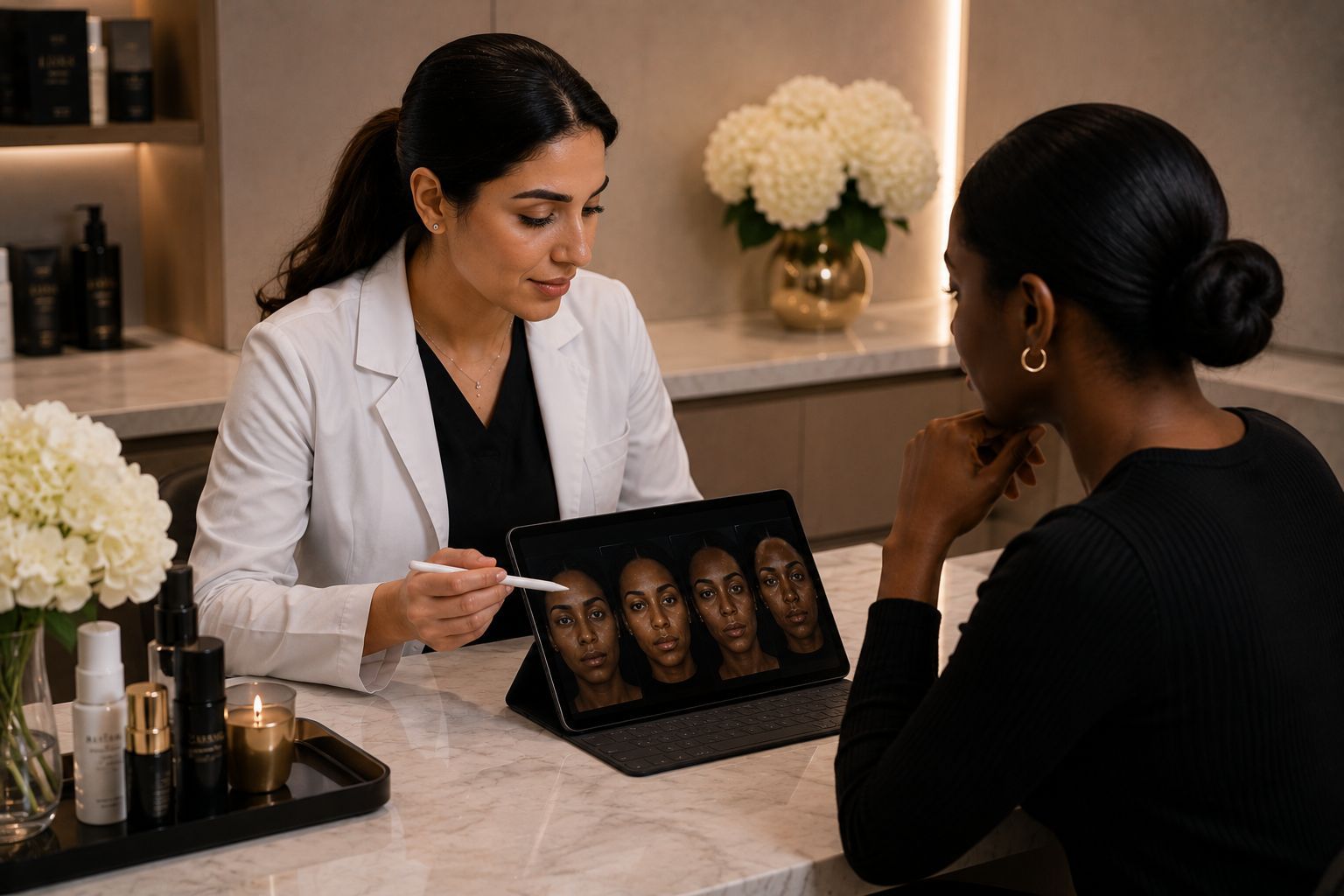 Personalized advanced skin analysis consultation at Luxe Beauty & Wellness Spa Mississauga