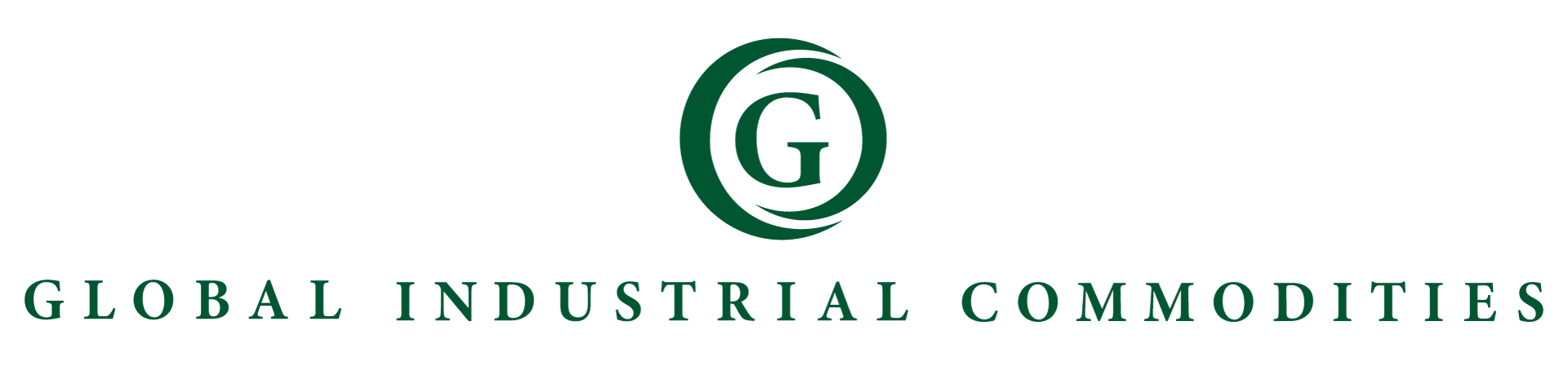 The logo for global industrial commodities is green and white