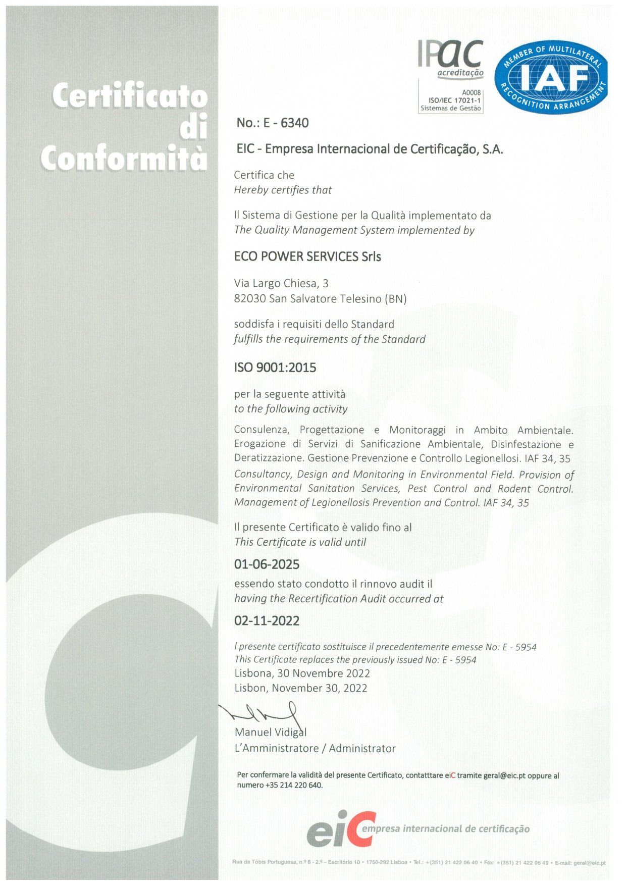 Certificazione ISO 9001:2015