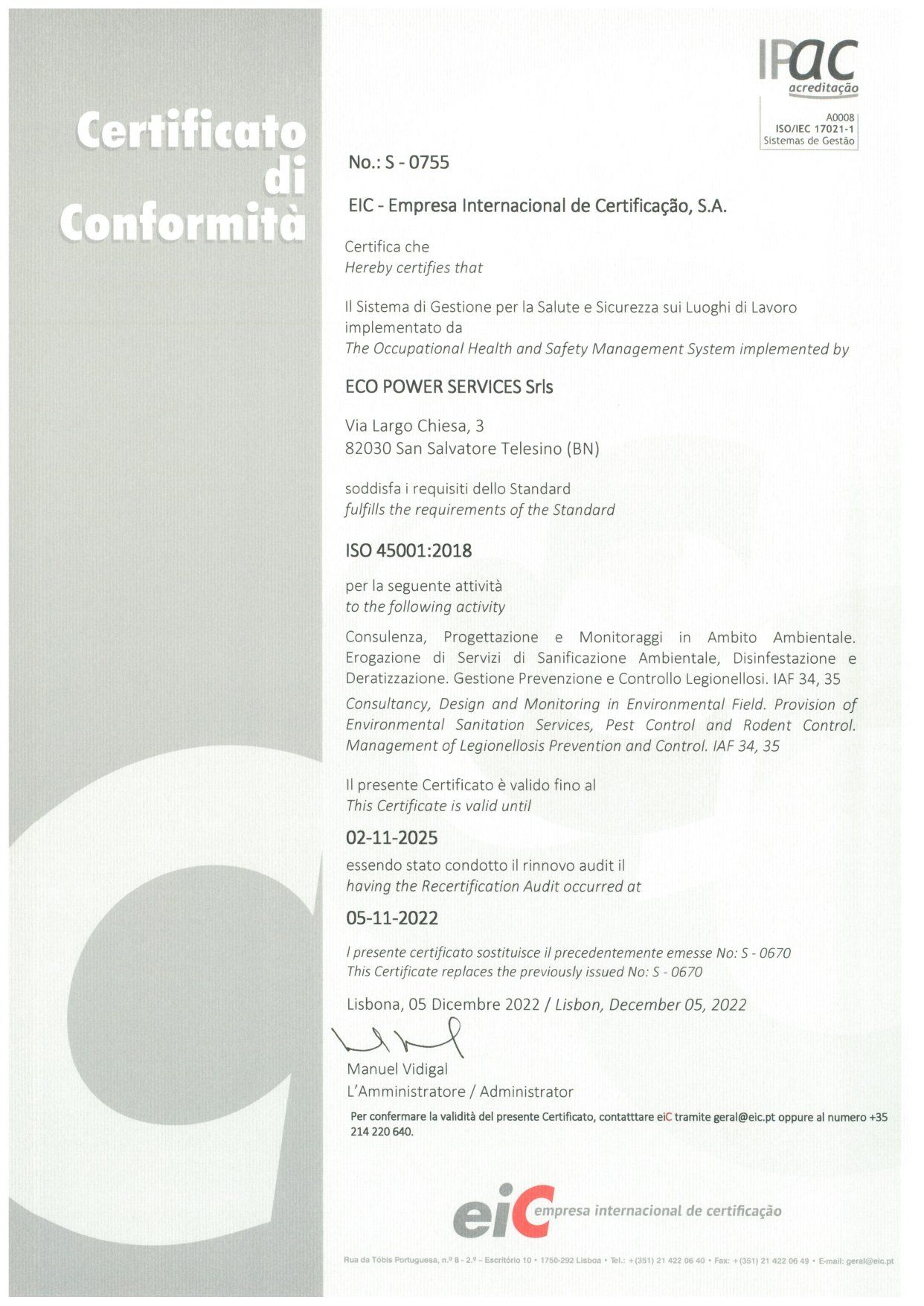 Certificazione ISO 45001:2018