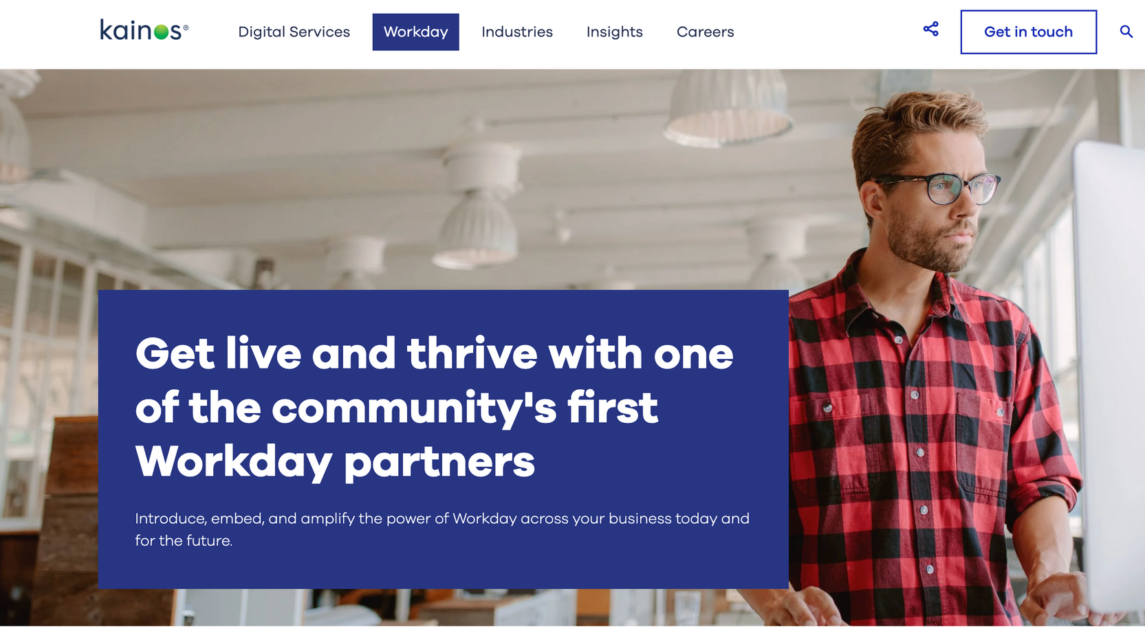 Screenshot of Kainos' Workday website landing page
