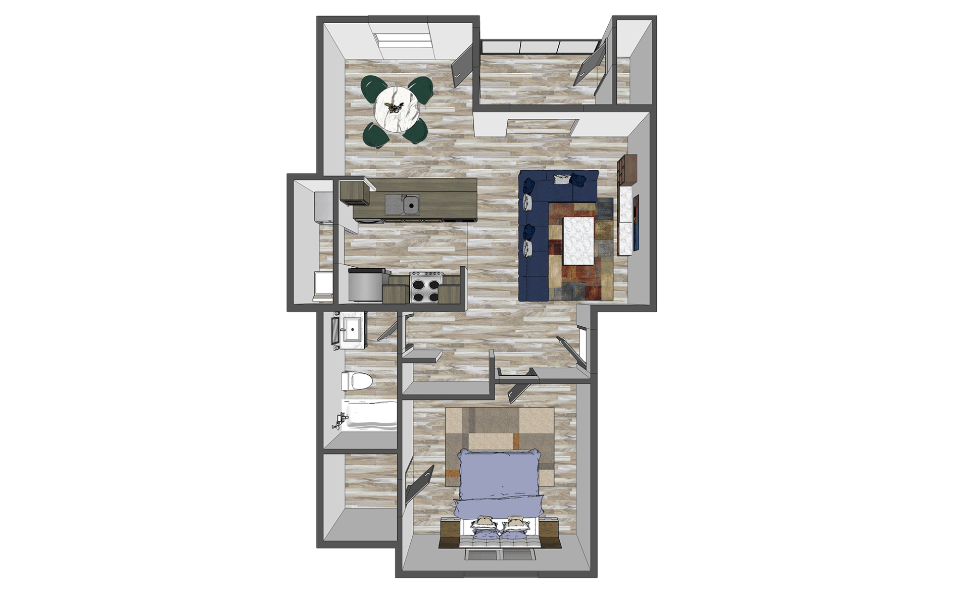 1 bed, 1 bath floor plan