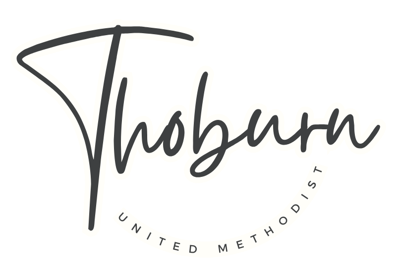 Thoburn United Methodist logo in black cursive text.