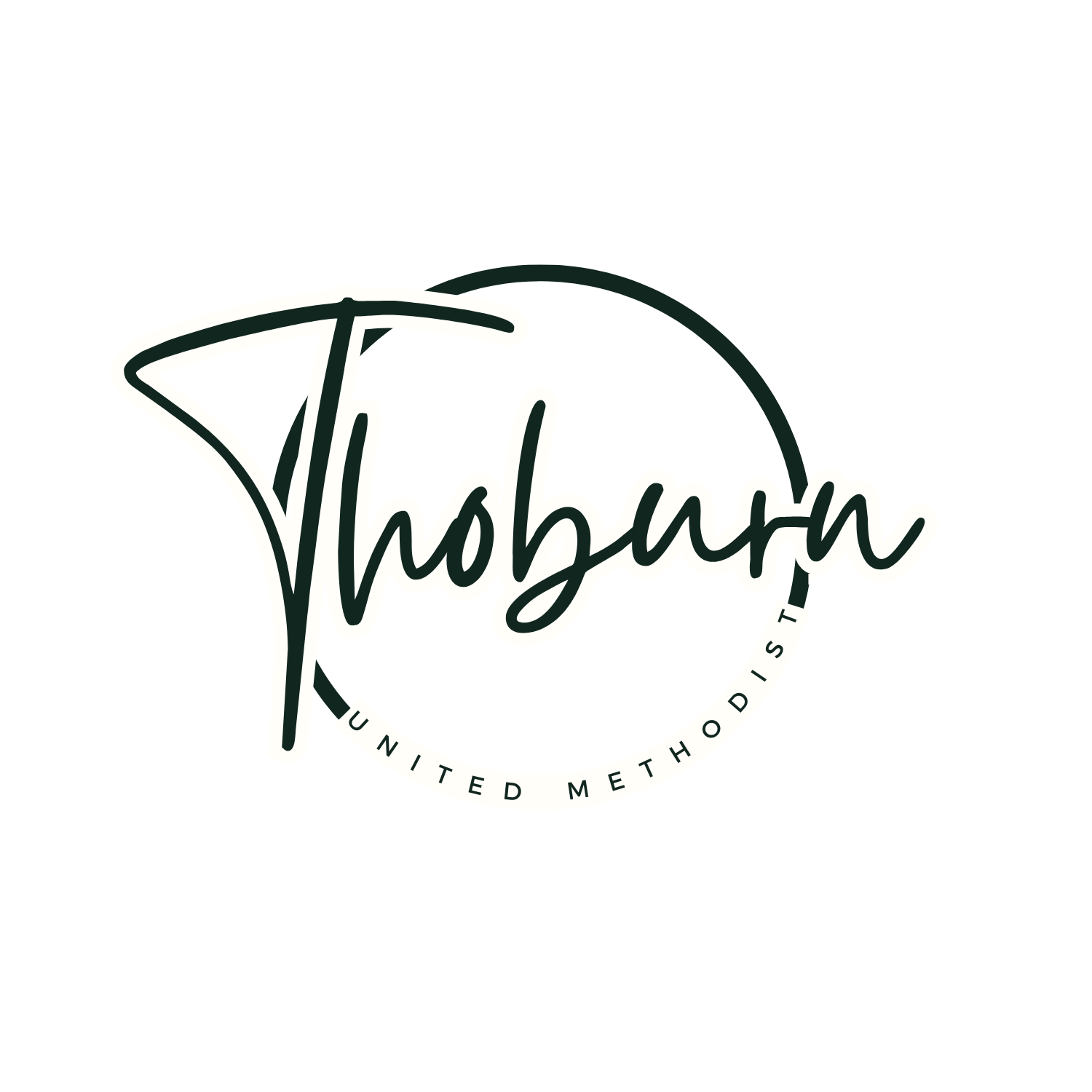 Logo for Thoburn United Methodist Church: Green script on a circular frame.