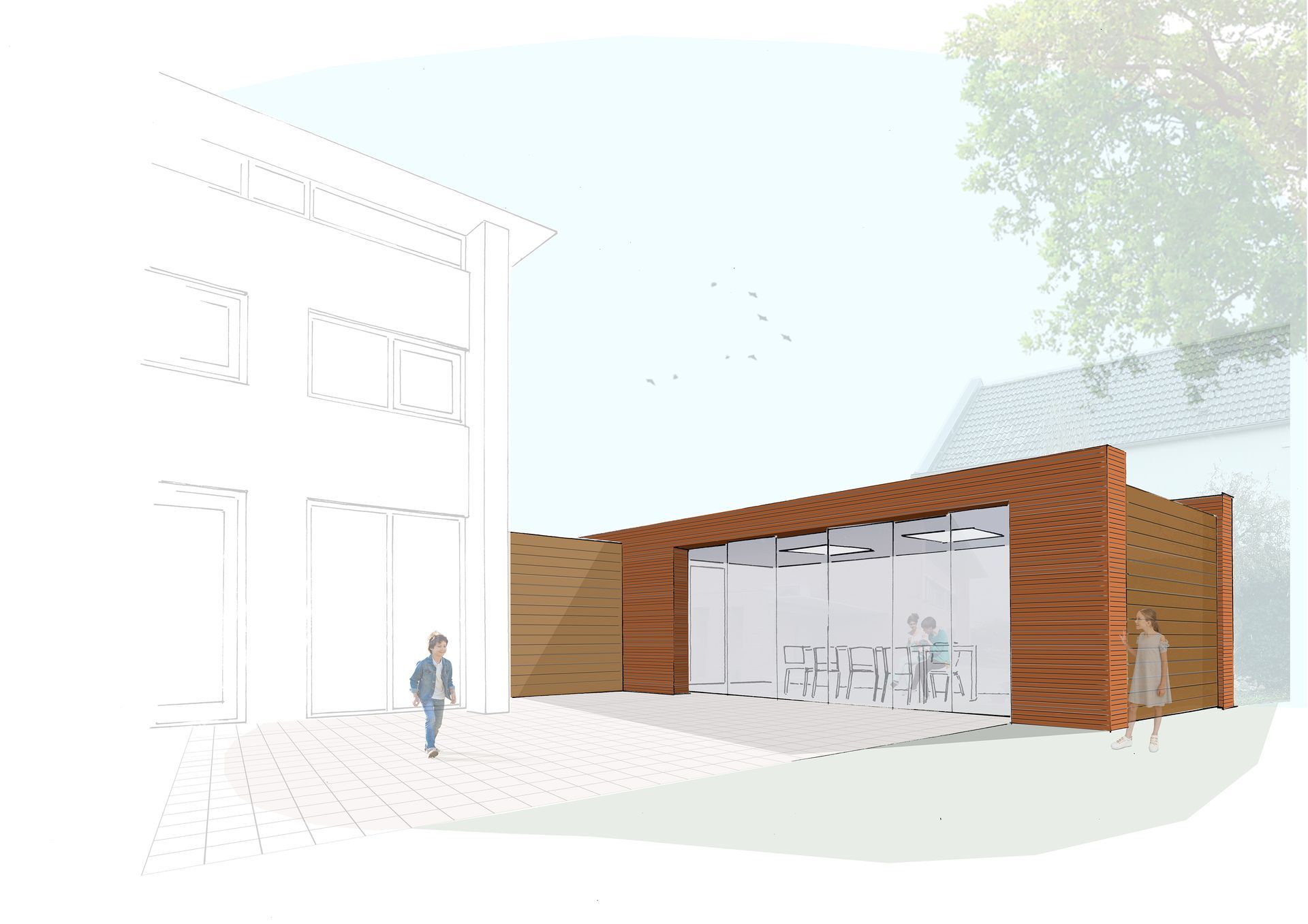 werkkamer tuinkamer aanbouw woning ontwerp