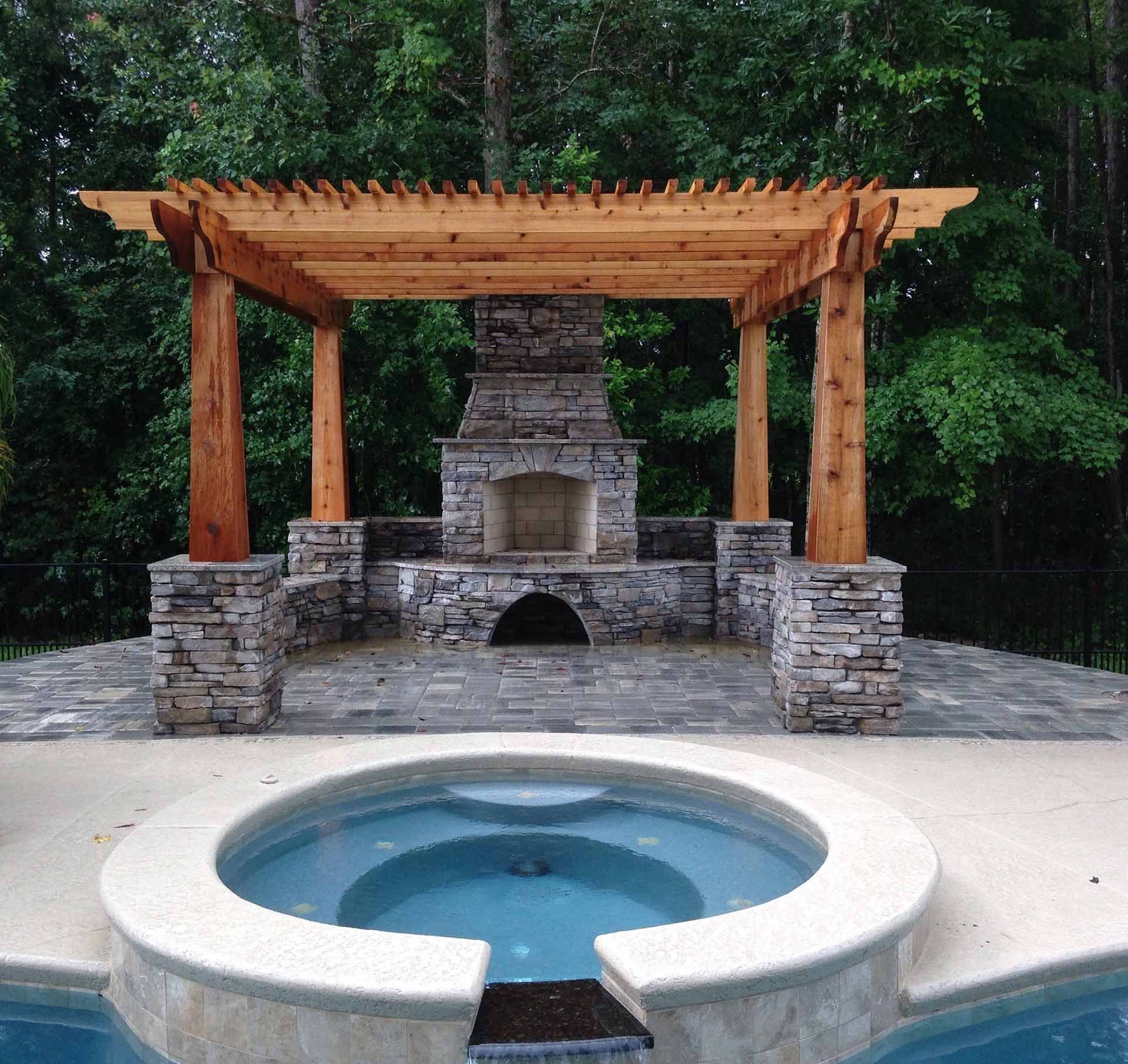 Pergola with fireplace — Jacksonville, FL — Stonecore