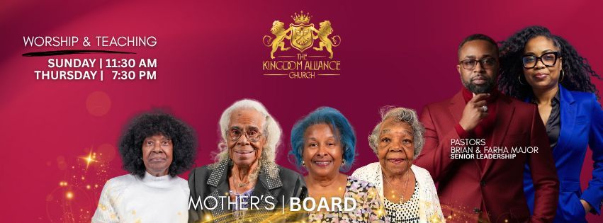 Advertisement for a church event featuring several people and the words 