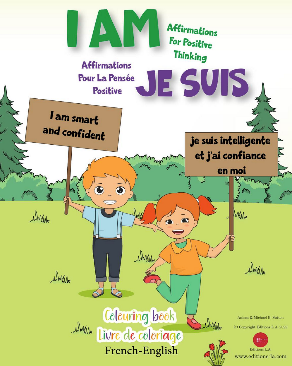 I am affirmations for positive thinking coloring book french english