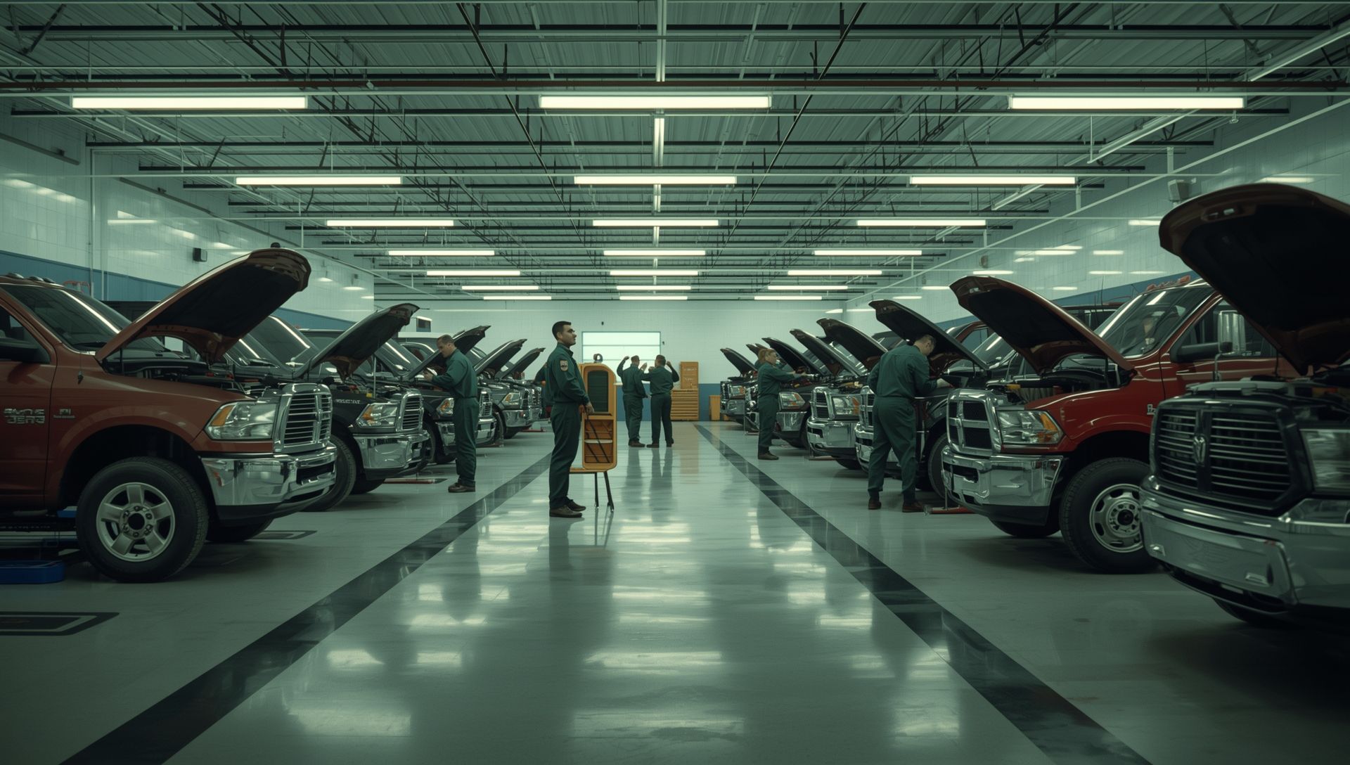 Commercial service vehicles parked and maintained for local businesses in Keller