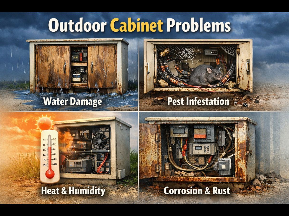 What are common outdoor cabinet problems?
