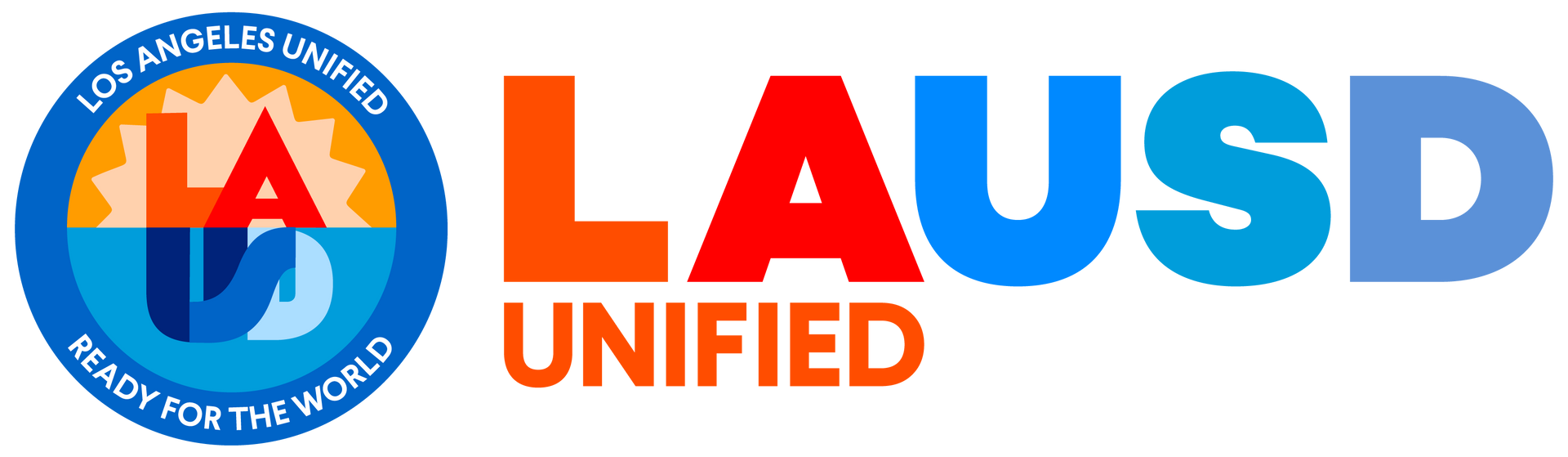 Logo of the Los Angeles Unified School District featuring a blue circular emblem next to the colorful text "LAUSD UNIFIED."