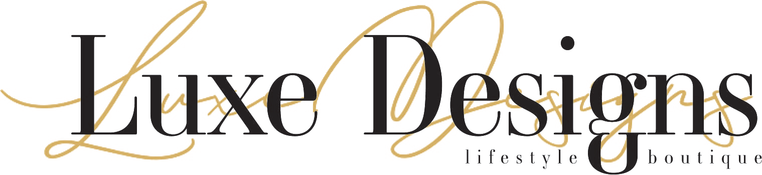 Luxe Designs logo with elegant gold flourishes and the words "Lifestyle Boutique."