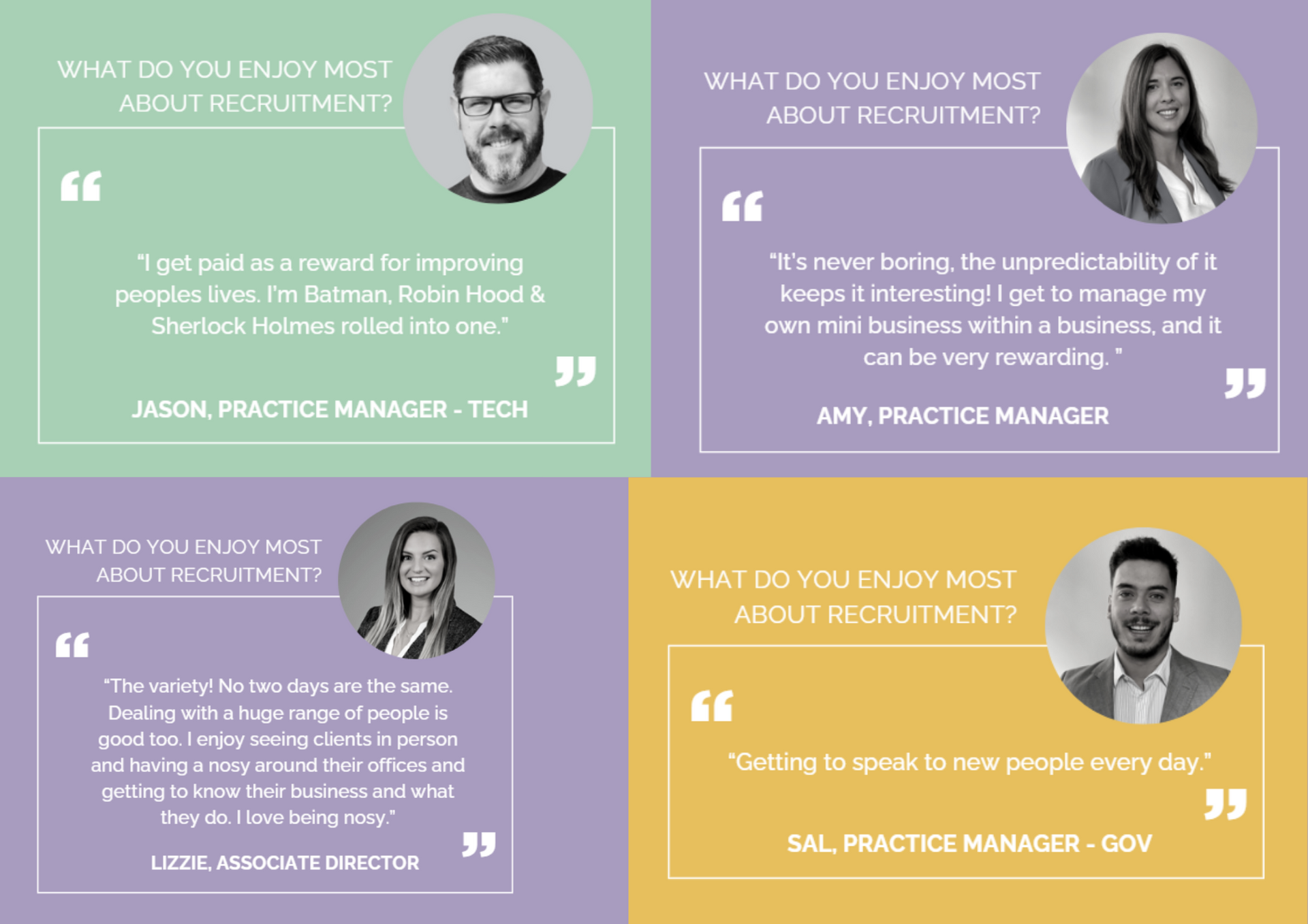 Quotes from the team on a day in the life of a recruiter