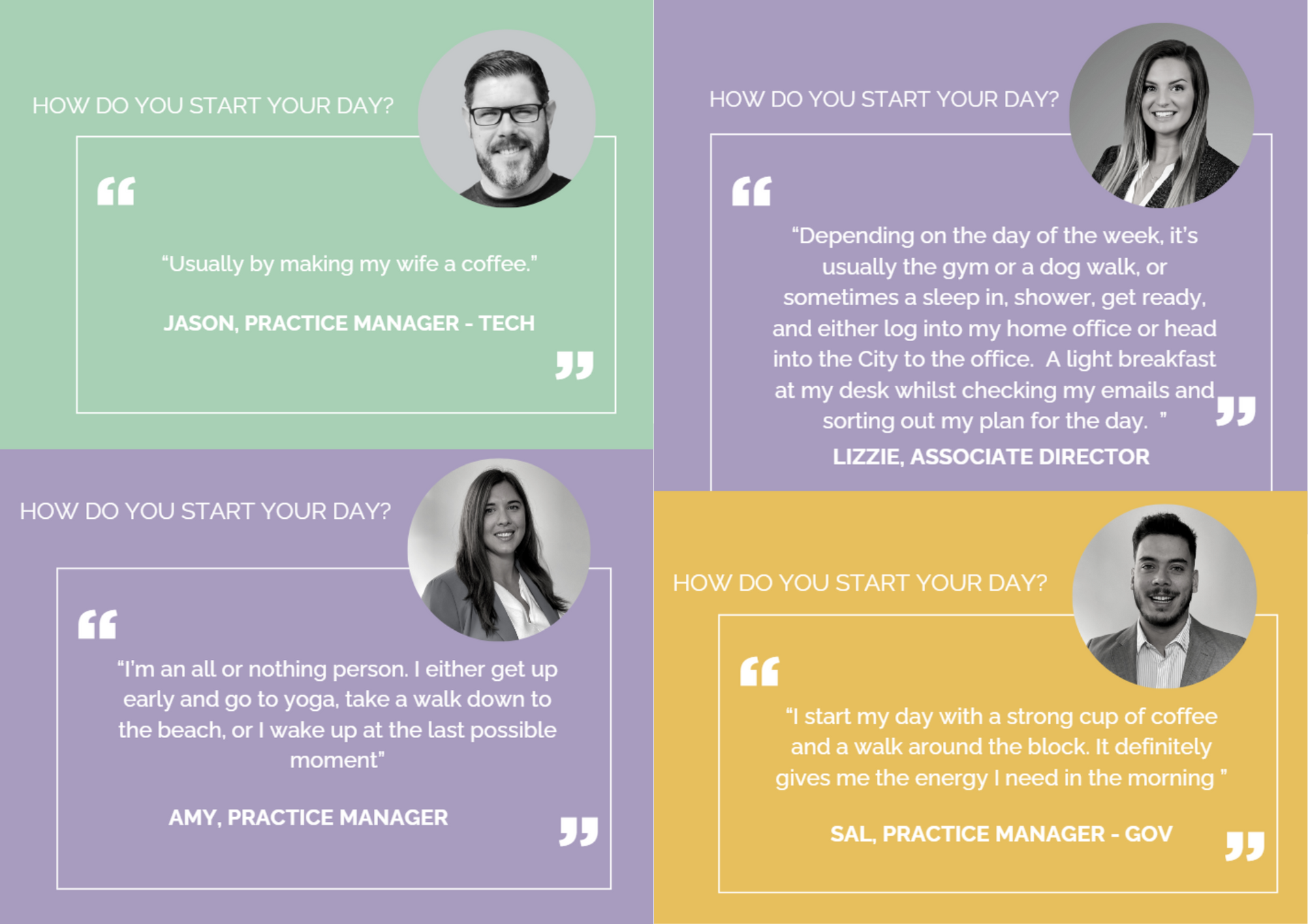 Quotes from the team on a day in the life of a recruiter
