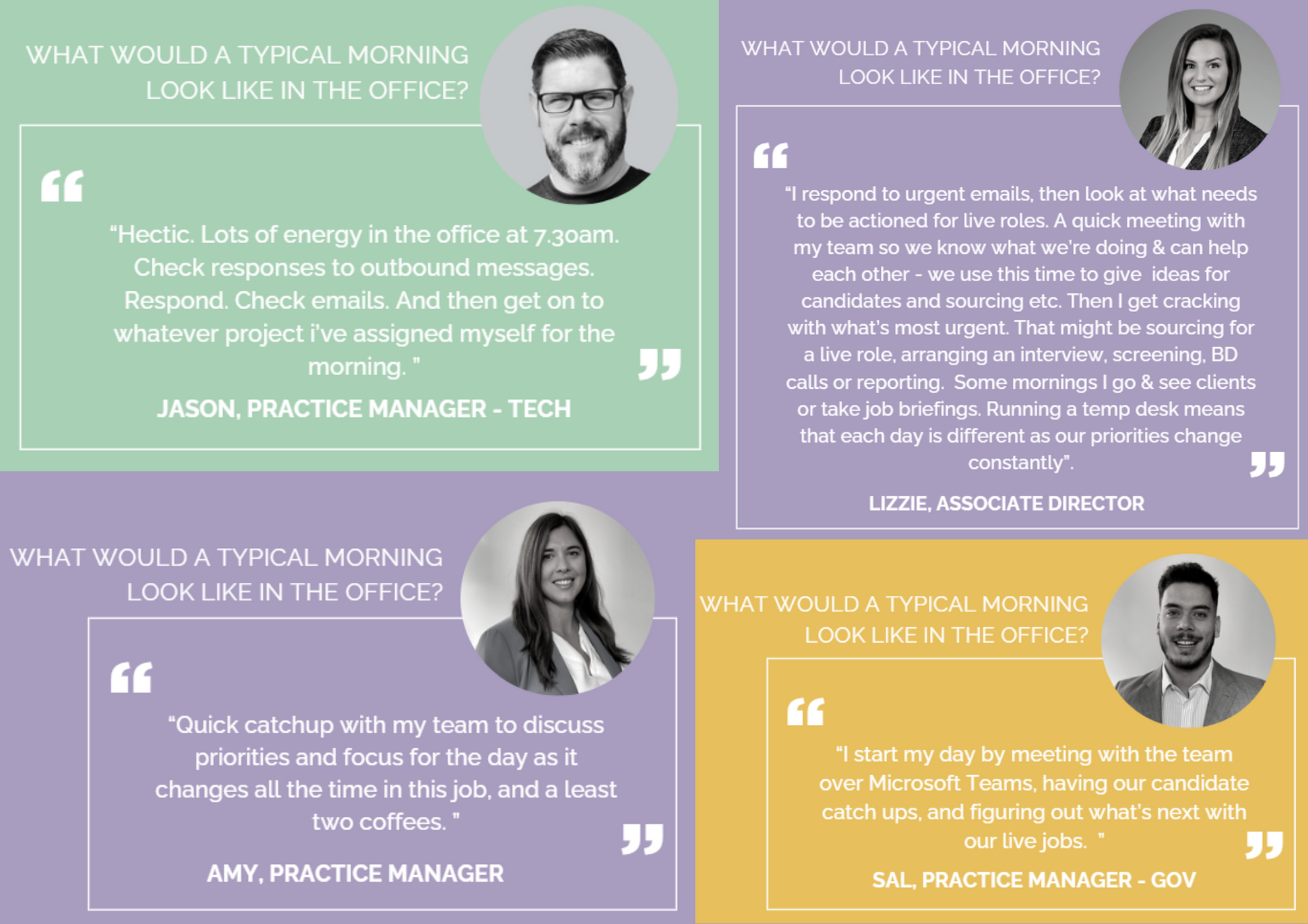 Quotes from the team on a day in the life of a recruiter