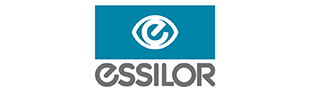 Ein blau-weißes Logo für ein Unternehmen namens Essilor